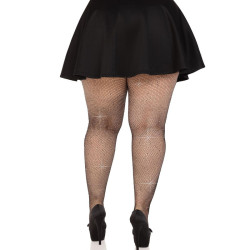 Leg Avenue - Bas Maille Cristallisée Noir Grande Taille